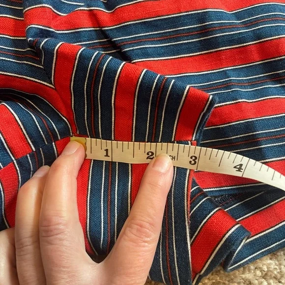 J. Crew Summer Linen Size 4 Women’s Striped Red and Blue Shorts 4th of July - Picture 7 of 7